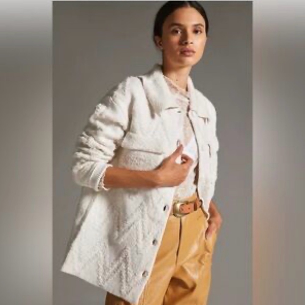Anthropologie cream sweater Coat xsmall petite